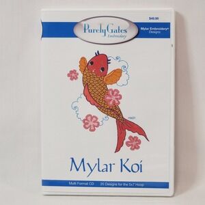 Purely Gates Embroidery Mylar Koi 2011 Multi Format CD 20 Designs 5x7 Hoop